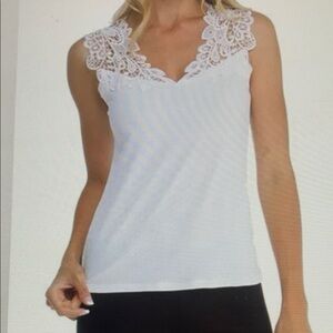 Elegant White Lace Trim Women's Top